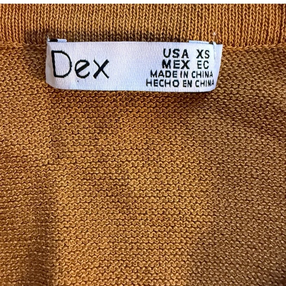 Dex Mustard V-Neck Buttoned Sweater Size XS Minimalist Office Business Casual